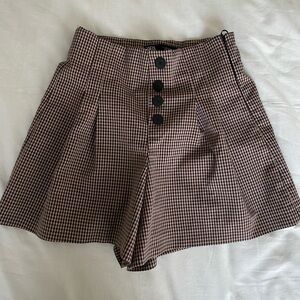 Zara Pink Plaid Bubble Shorts